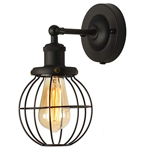 Unique Industrial Edison Vintage Simplicity Wire Cage Wall Sconces Lighting Fixtures, AILIN Upgrade Retro Black Finish Wall Lamp, E26 Base,1-Light Unique Industrial Edison Vintage Simplicity Wire Cage Wall Sconces Lighting Fixtures, AILIN Upgrade Retro Black Finish Wall Lamp, E26 Base,1-Light