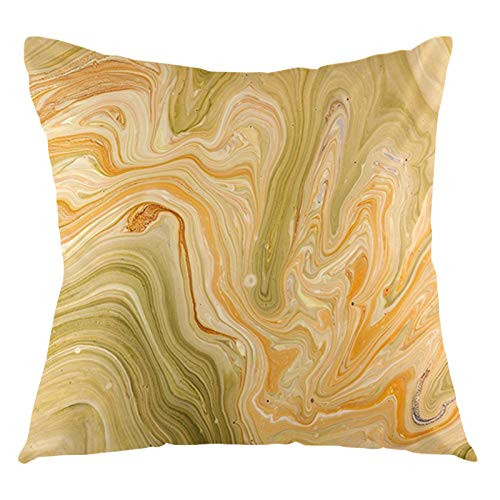 GULTMEE Marble, Antique Ottoman Art Ebru Turkish Marbling Modern Artwork,Orange Olive Green Sand Brown Pillow Covers Printed Throw Pillow Cases Outdoor Decorative Pillow Covers 16x16 in