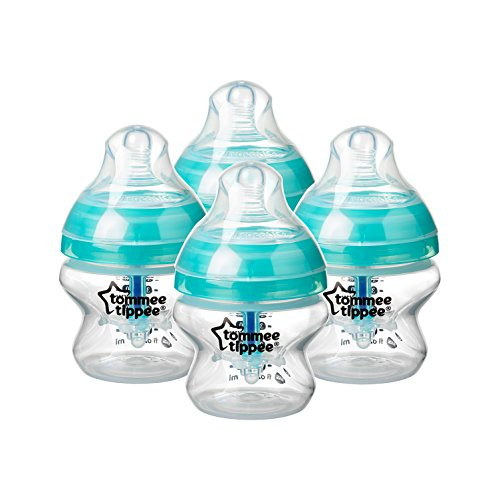 Tommee Tippee Advanced Anti-Colic Baby Bottle, Slow Flow Breast-Like Nipple, Heat-Sensing Technology, BPA-Free - 5 Ounce, 4 Count
