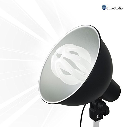 LimoStudio Continuous Lighting Light Head Adapter with Metal Reflector Lamp Dish, Photo Video Studio, AGG2585