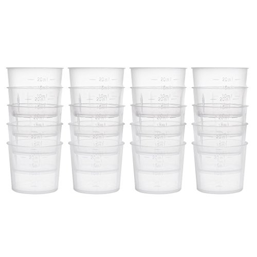 YeVhear 20ml Measuring Cup PP Graduated Beaker Clear Plastic for Kitchen Laboratory Liquids 20pcs