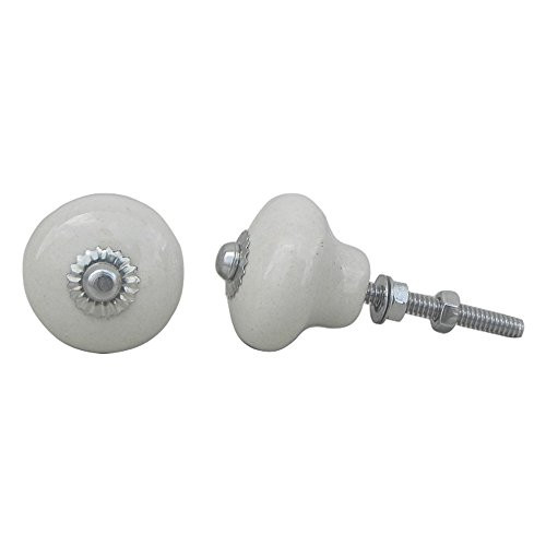 IndianShelf 2 Piece Handmade Cream Ceramic Onion Solid Drawer Knobs Dresser Cabinet Door Kitchen Cupboard Pulls Handles