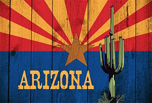 Yeele 7x5ft Wooden Backdrop Rustic Wood Floor with Arizona Flag Photography Background Kids Adults Artistic Portrait Photo Booth Photoshoot Studio Props