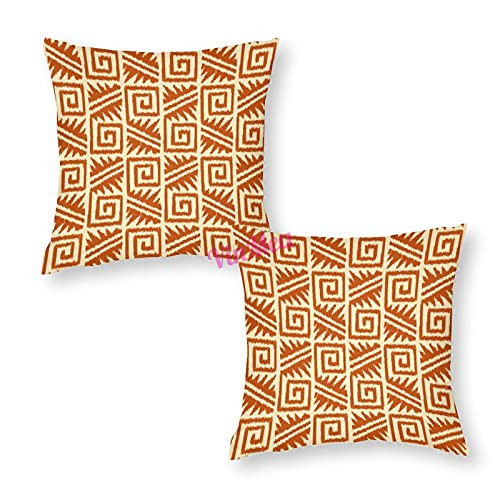 Decorative Pillow Covers Ikat Aztec Tribal - Mandarin and Light Orange Throw Pillow Case Cushion Cover Home Office Decor,Square 22 X 22 Inches