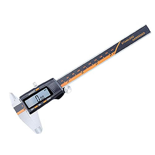 Vernier Calipers Digital Vernier Caliper Stainless Steel Caliper Gauge Measuring Tool 0-150mm with LCD Screen Orange