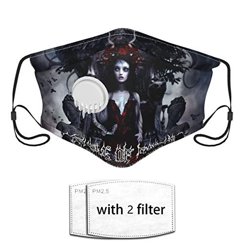 Welerony Unisex Balaclava Adjustable Earloop Mouth Face Cover Cradle of Filth Face Mask Bandana for Adult with 2 Filter