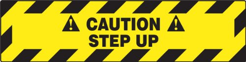 Accuform PSR248 Slip-Gard Adhesive Vinyl Step-Style Floor Sign, Legend"Caution Step UP", 6" Length x 24" Width, Black on Yellow