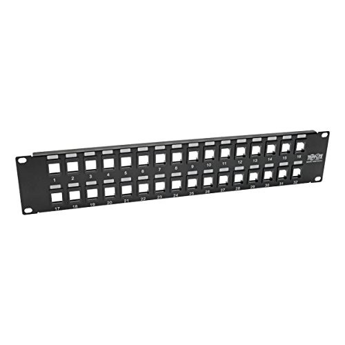 Tripp Lite 32-Port Keystone Blank Patch Panel RJ45, USB, HDMI, Cat5e / Cat6 Rackmount Unshielded 2URM TAA -N062-032-KJ-
