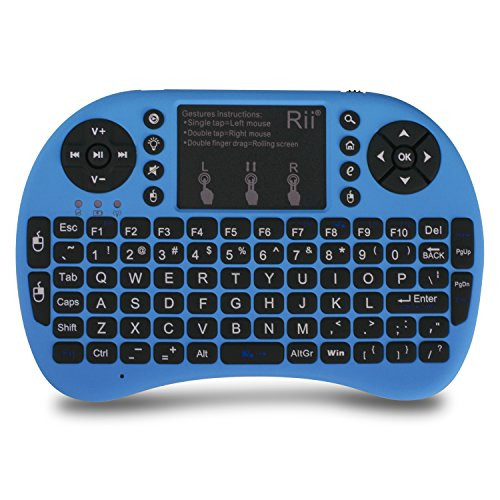 Rii i8+ Mini Wireless 2.4G Back Light Touchpad Keyboard with Mouse for PC/Mac/Android (Blue)