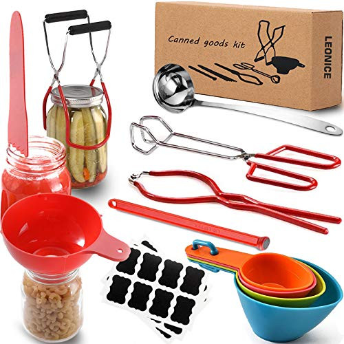 Canning Supplies Starter Kit, 35pcs Canning Kit for Beginner, Home Canning Tool Set for Canning Pot, Stainless Steel Canning Accessories Equipment for Food/Fruit/Pickle by LEONICE - Red