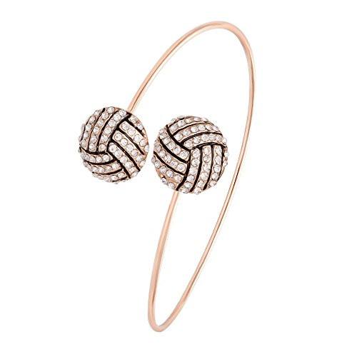 MANZHEN Adjustable Volleyball Soccer Basketball Sport Bangle Cuff Wire Bangle Bracelet Jewelry -Volleyball rose gold-