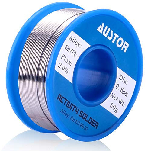 AUSTOR 63-37 Tin Lead Rosin Core Solder Wire for Electrical Soldering -0.6mm, 50g-