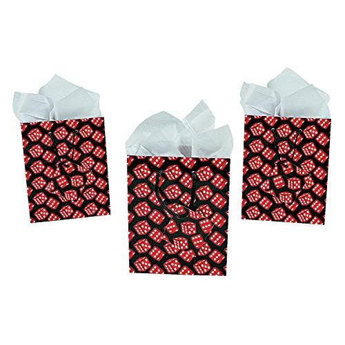 Fun Express - Small Casino Gift Bag - Party Supplies - Bags - Paper Gift W  and  Handles - 12 Pieces