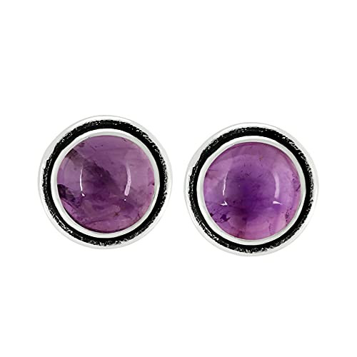 Genuine 7mm Round Shape Amethyst Stud Earrings 925 Silver Plated Handmade Stud Earrings Jewelry For Women Genuine 7mm Round Shape Amethyst Stud Earrings 925 Silver Plated Handmade Stud Earrings Jewelry For Women