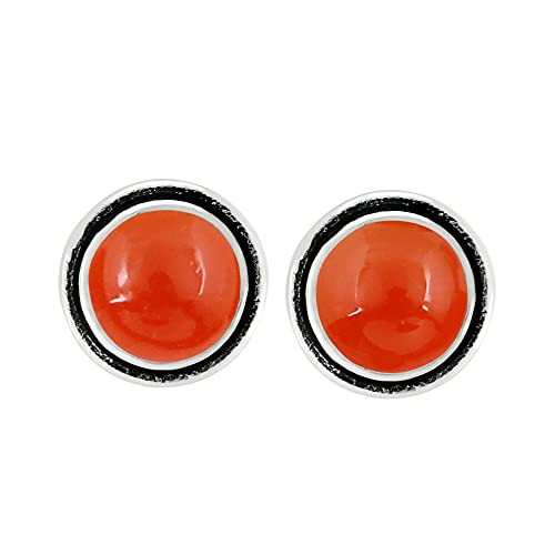 Genuine 7mm Round Shape Carnelian Stud Earrings 925 Silver Plated Handmade Stud Earrings Jewelry For Women Genuine 7mm Round Shape Carnelian Stud Earrings 925 Silver Plated Handmade Stud Earrings Jewelry For Women