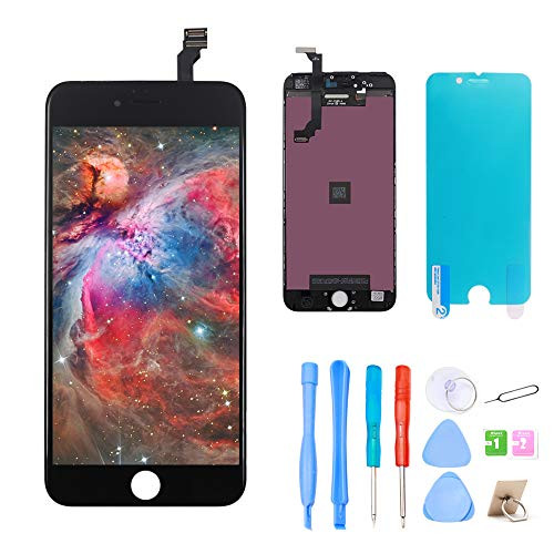 Srinea Screen Replacement Compatible iPhone 6 4.7'' Black, LCD Display Screen and Digitizer Frame Assembly with Repair Kit for iPhone 6 (SRPH-004B)