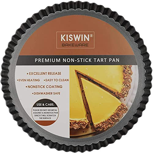 KISWIN 8.5 Inch Tart Pan with Removable Bottom Round Non-stick Quiche Pan Fluted Tart Tin Baking Mold, Carbon Steel