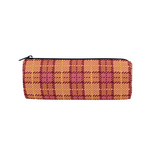 Pixel Plaid in Pink and Orange Pencil Case Office Pencil Holder Pouch Bag Pen Pencil Stationery Cosmetic Bag