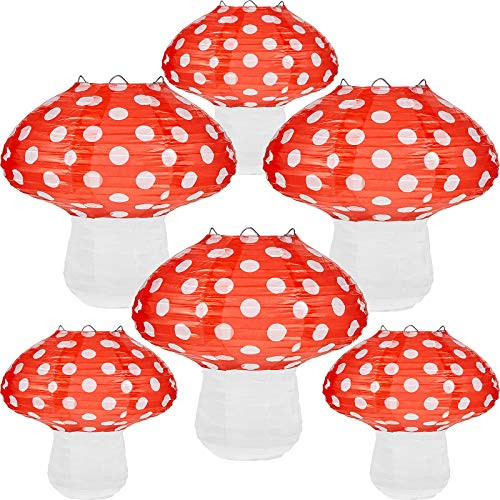 Mushroom Paper Lantern 3D Mushroom Ornament Wonderland Theme Party Supplies Forest Jungle Fairy Tale Decoration for Birthday Wedding Baby Shower Party, 8 Inch, 14 Inch -Red, 6- Mushroom Paper Lantern 3D Mushroom Ornament Wonderland Theme Party Supplies Forest Jungle Fairy Tale Decoration for Birthday Wedding Baby Shower Party, 8 Inch, 14 Inch -Red, 6-