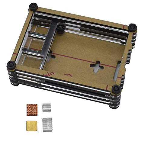 Davitu Module Board Raspberry Pi  and  Orange Pi - 9 Layer 3.5 Inch Display Acrylic Case Shell with Screw and Silver Big Copper Aluminum Heatsink for Raspberry Pi 4B