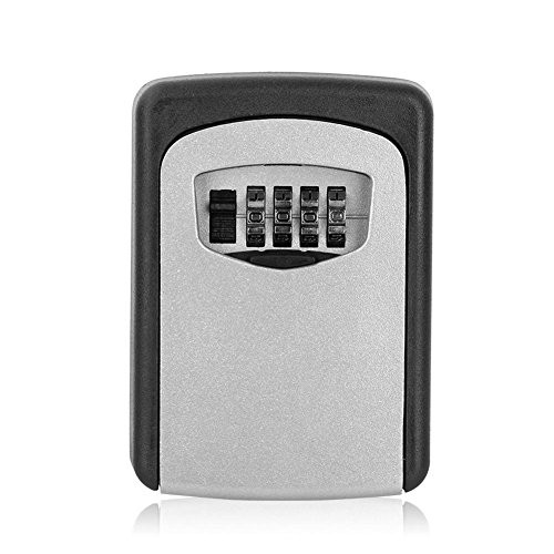 Key Box, Password Lock Key Safe Box Outdoor Safe Key Box Cabinet Steel Security Lock Box with Combination Lock-Black Key Storage Organizer with 4 Digit Wall Mounted Combination Password Keys Black