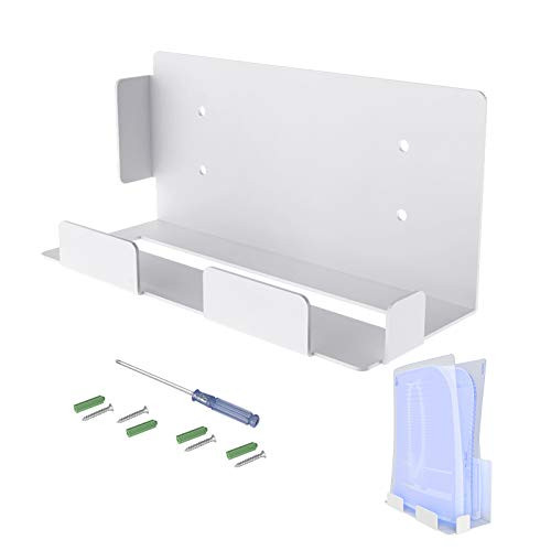 PS5 Console Wall Mount Stand Holder, PS5 Accessories Sturdy Storage Bracket Set, Wall Display Stable Racks for Playstation 5 Game Console with Screwdriver and Wall Anchors