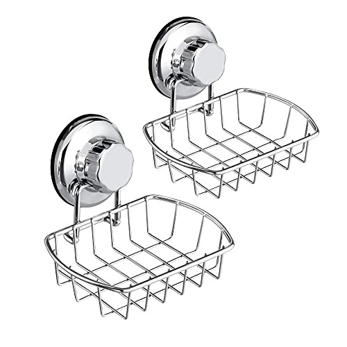 MONOKIT Suction Soap Dish for Shower, Powerful Vacuum Suction Cup Soap Dishes Sponge Holder for Bathroom Kitchen Sink Wall Mounted Stainless Steel- No Drilling MONOKIT Suction Soap Dish for Shower, Powerful Vacuum Suction Cup Soap Dishes Sponge Holder for Bathroom Kitchen Sink Wall Mounted Stainless Steel- No Drilling