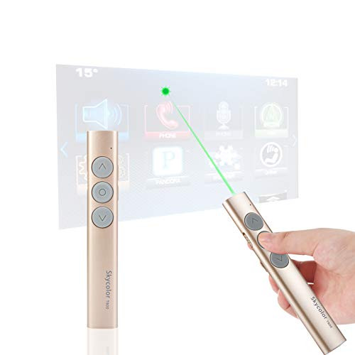 Wireless Presenter, Presentation Clicker Pointer, PowerPoint Clicker Remote with Green Light, 2.4GZ Computer Slide Advancer, Volume Control/Hyperlink/Switch Windows