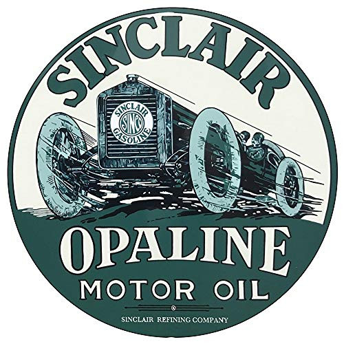 Brotherhood Vintage Gas Sign Reproduction Vintage Metal Signs Round Metal Tin Sign for Garage and Home 8 Inch Diameter  Sinclair Opaline Motor Oil