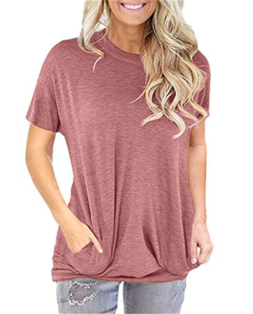 onlypuff Basic T Shirts with Pockets Women Short Sleeve Loose Tops Solid Color Round Neck S onlypuff Basic T Shirts with Pockets Women Short Sleeve Loose Tops Solid Color Round Neck S