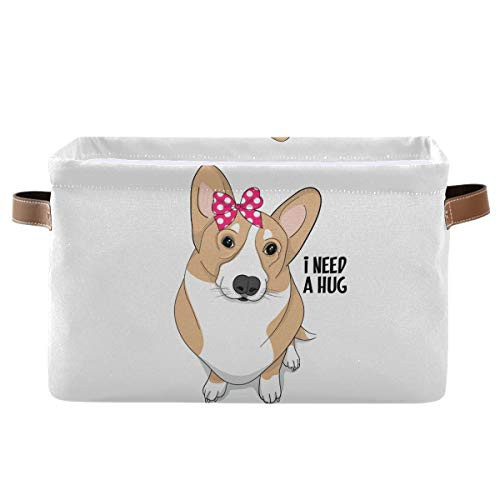 Rectangular Storage Bin Cute Corgi Basket with Handles - Toy Bins Laundry Storage Basket for Kids Toy Pets Room Closet Rectangular Storage Bin Cute Corgi Basket with Handles - Toy Bins Laundry Storage Basket for Kids Toy Pets Room Closet