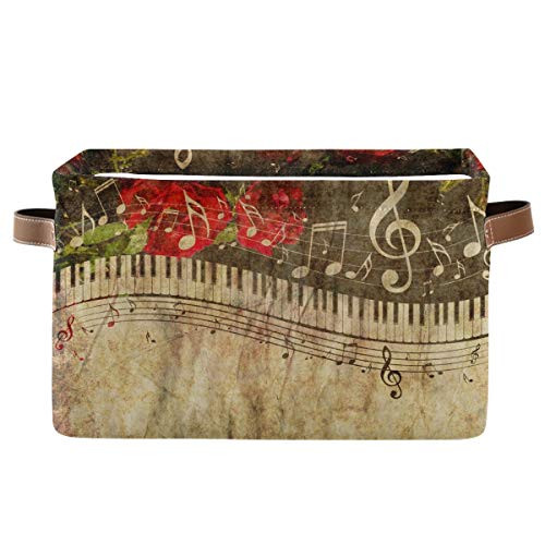 Rectangular Storage Bin Piano Keys Musical Notes Basket with Handles - Toy Bins Laundry Storage Basket for Kids Toy Pets Room Closet Rectangular Storage Bin Piano Keys Musical Notes Basket with Handles - Toy Bins Laundry Storage Basket for Kids Toy Pets Room Closet