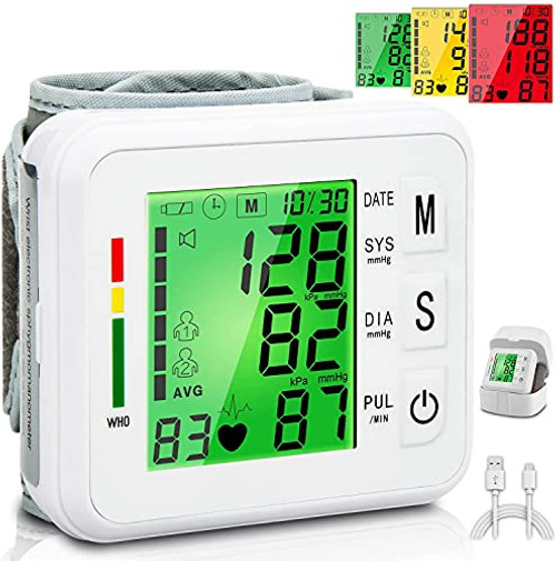 Topffy Wrist Blood Pressure Monitor,Wrist Digital BP Cuff Automatic BP Machine 99*2 Reading Memory Large Tri-Backlit Recharegable Pulse Rate Monitoring Meter Blood Pressure Monitor for Home Use White Topffy Wrist Blood Pressure Monitor,Wrist Digital BP Cuff Automatic BP Machine 99*2 Reading Memory Large Tri-Backlit Recharegable Pulse Rate Monitoring Meter Blood Pressure Monitor for Home Use White