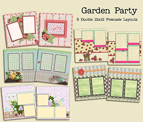 Garden Party Scrapbook Set - 5 Double Page Layouts