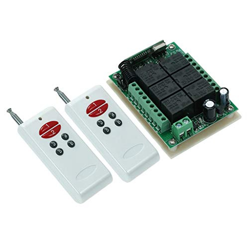 433Mhz Wireless Remote Control Switch DC12V 10A 6CH Relay Receiver Module - 2 Transmitters