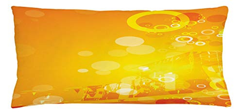 Ambesonne Orange Throw Pillow Cushion Cover, Abstract Composition with Circles Dots Energetic Colors Sunburst, Decorative Rectangle Accent Pillow Case, 36" X 16", Orange Yellow White