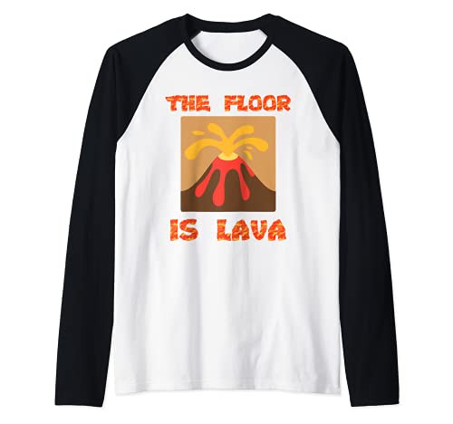 Funny Cute Floor is Lava Volcano Science Teacher Geek Raglan Baseball Tee