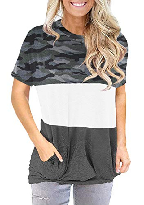 onlypuff Womens Short Sleeve Tee Shirt with Pocket Camouflage Tops Striped Tunics L onlypuff Womens Short Sleeve Tee Shirt with Pocket Camouflage Tops Striped Tunics L