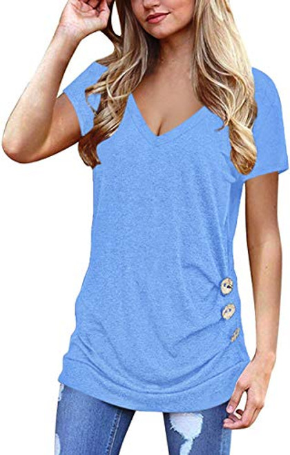 MOLERANI Women's Casual Short Sleeve Round Neck Loose Tunic T Shirt Blouse Tops -2XL, Z-Sky Blue- MOLERANI Women's Casual Short Sleeve Round Neck Loose Tunic T Shirt Blouse Tops -2XL, Z-Sky Blue-
