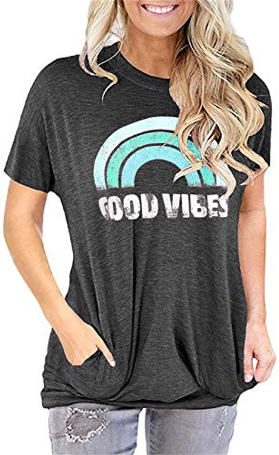 onlypuff Good Vibe Tunic Tops Women Pocket T Shirts Dark Gray Casual Tops Loose Fit Blouse S onlypuff Good Vibe Tunic Tops Women Pocket T Shirts Dark Gray Casual Tops Loose Fit Blouse S