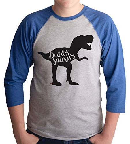 7 ate 9 Apparel Men's Daddysaurus Dinosaur Raglan Tee 2XL Blue