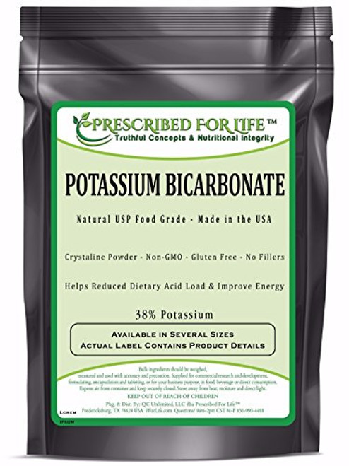 Potassium Bicarbonate - Natural USP Food Grade Crystalline Powder - 99.63% Alkalinity 1 lb Potassium Bicarbonate - Natural USP Food Grade Crystalline Powder - 99.63% Alkalinity 1 lb