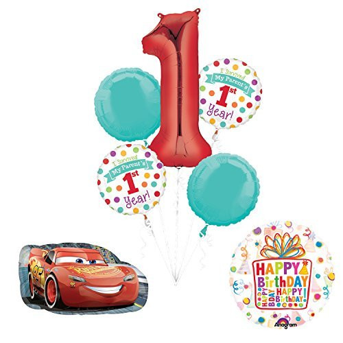 Mayflower Products Disney Cars I Survived My Parents First Year 1st Birthday Party Supplies and Balloon Decorations