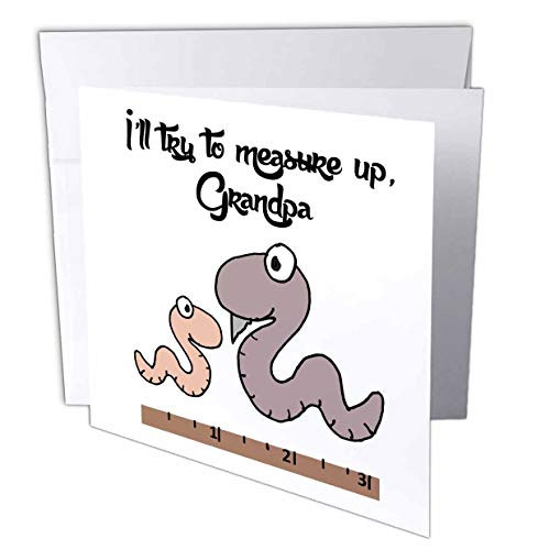 3dRose Funny Cute Inchworm and Grandpa Ill Try to Measure Up Pun - Greeting Cards -gc-326025-1-