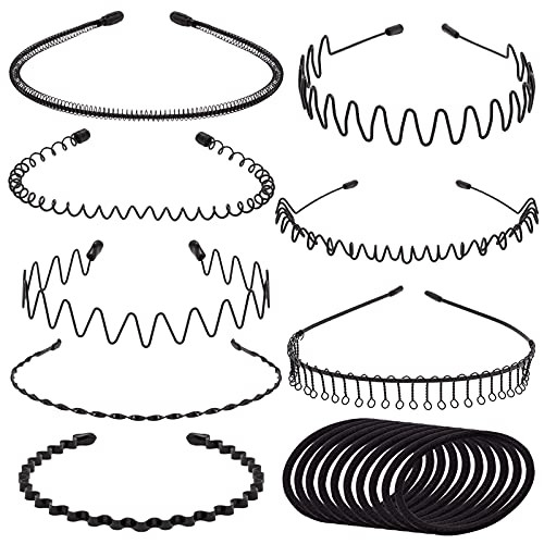 8-Piece Metal Headbands, Hair Hoop, Unisex Wavy Headband,Metal Spring Wavy Band Hoop Clips, Black Simple OutdoorsFashion Hair Nonslip Accessories for Men and Women?Contains 10 Black Basic Hair Ropes? 8-Piece Metal Headbands, Hair Hoop, Unisex Wavy Headband,Metal Spring Wavy Band Hoop Clips, Black Simple OutdoorsFashion Hair Nonslip Accessories for Men and Women?Contains 10 Black Basic Hair Ropes?