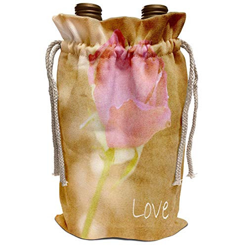 3dRose Patricia Sanders Flowers - Vintage Love Rose - Wine Bag -wbg-28020-1-