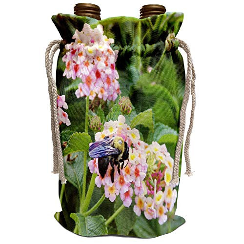 3dRose Jackie Popp Nature n Wildlife Flowers - Lactana flowers and a bee - Wine Bag -wbg-50376-1- 3dRose Jackie Popp Nature n Wildlife Flowers - Lactana flowers and a bee - Wine Bag -wbg-50376-1-