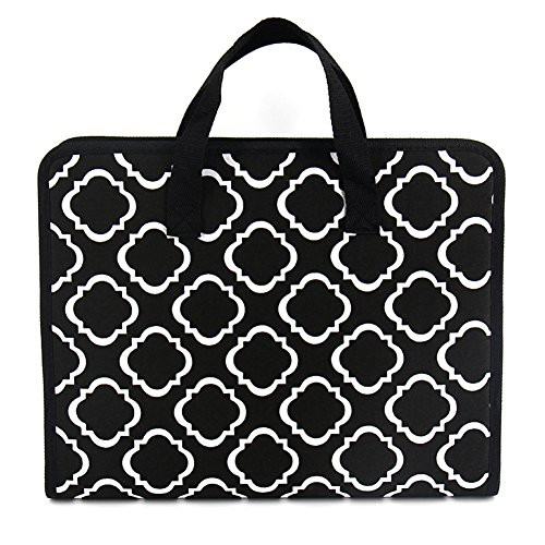 Lzttyee Portable Hand-Held A4 Size Canvas Expandable File Folder Accordion Document Organizer 13 Pockets with Zipper Closure (Pattern 1)