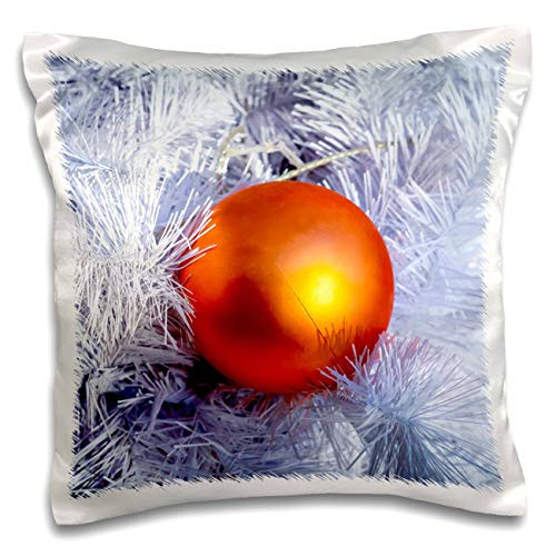 3dRose Orange Christmas ball on a silver color artificial tree - Pillow Cases -pc-342922-1-
