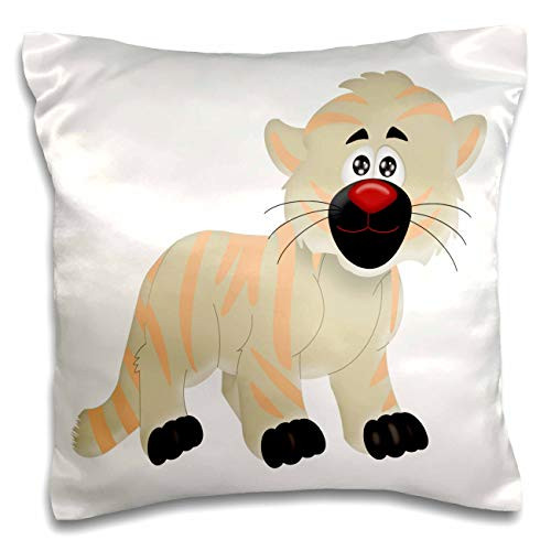 3dRose Anne Marie Baugh - Cute Illustrations - Cute Biege And Light Orange Tiger Illustration - 16x16 inch Pillow Case -pc-324581-1-